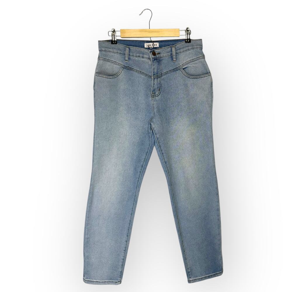 Luna Nora Women's High Rise Relaxed Fit Jean 10 Light Wash Mom Tapered Jeans